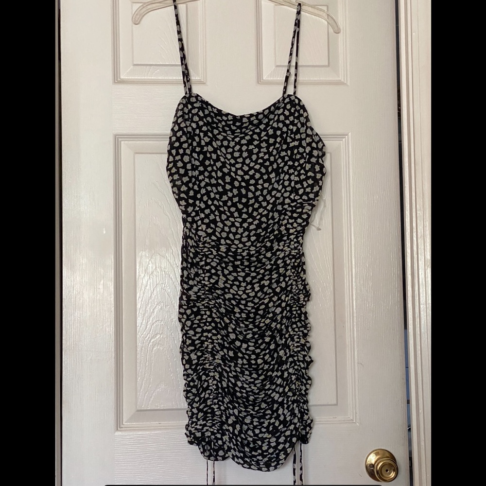 Bar III Ditsy-Print Ruched mini dress